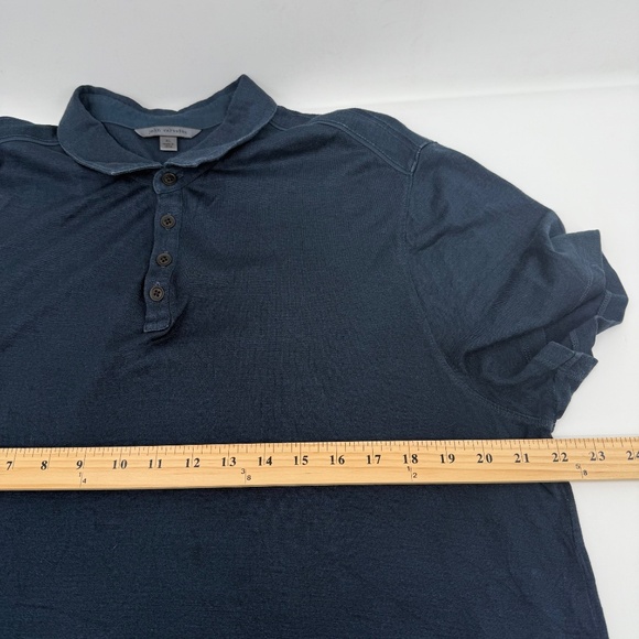 John Varvatos Polo Shirt Men XL Blue Silk Cotton Blend Short Sleeves Casual - Picture 7 of 9